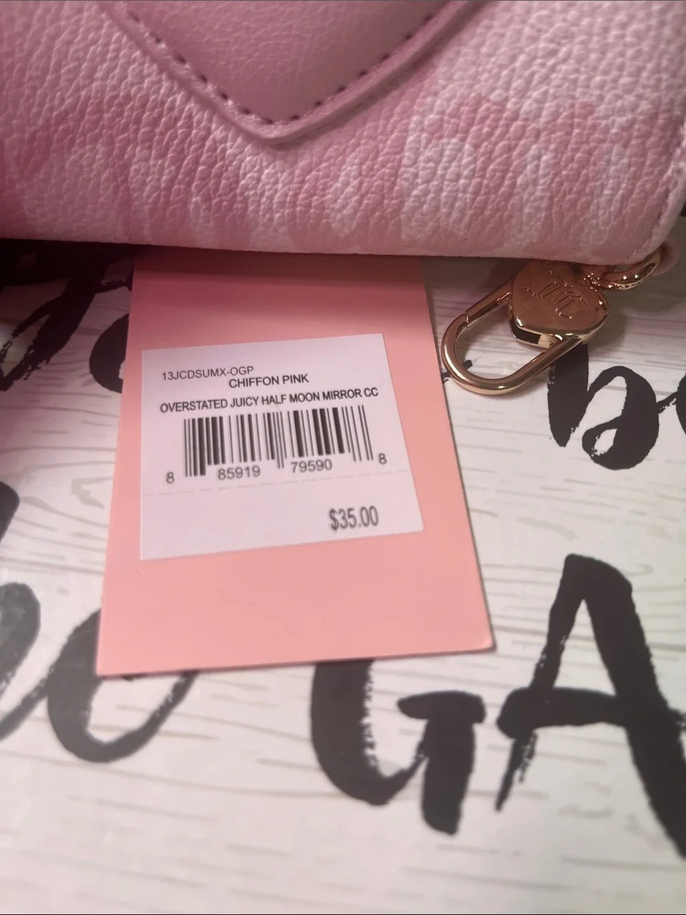 Juicy Couture Pale Pink Monogram card holder Wallet with Gold JC Emblem